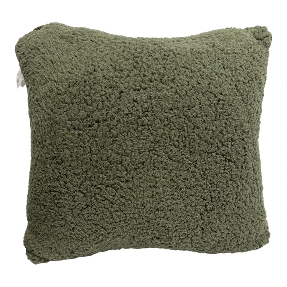 LL Bean Wicked Plush Throw Pillow Cozy Warm Soft 18x18 Forest Green NEW